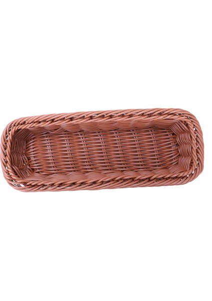 2 Adet Rattan Plastik Sepet Çatal Bıçak Takımı Sepeti Dikdörtgen Saklama Kutusu Çatal Çatal Çubuklarını Ekmek Kek Meyve Depolama (Yurt Dışından)