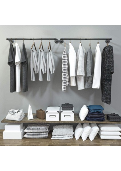 Yatak Odası Konfeksiyon Ev Raylı Ayrılabilir Çok Amaçlı Duvara Monte Endüstriyel Boru Elbise Askısı Yerden Tasarruflu Asılı Raf (Yurt Dışından) fiyatları