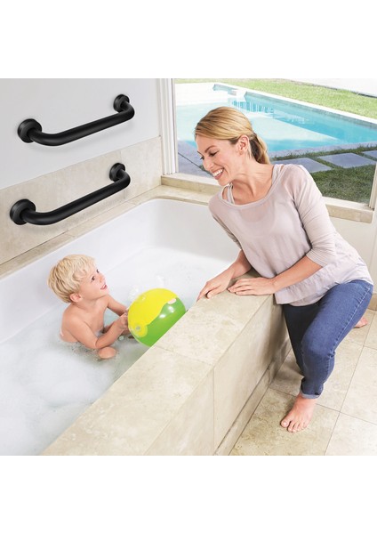 Paket 16 Inç Duş Tutunma Barı, Paslanmaz Çelik Banyo Tutunma Barı Kolu, Banyo Duşu (1.25 Inç Çap) Siyah (Yurt Dışından) fırsatları