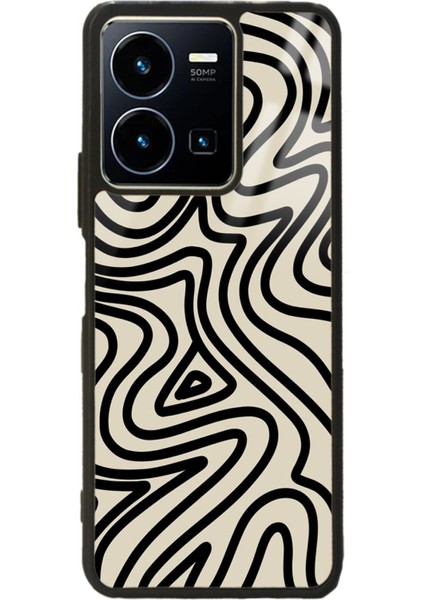 Vivo Y22S Bej Geometrik Tasarımlı Glossy Telefon Kılıfı