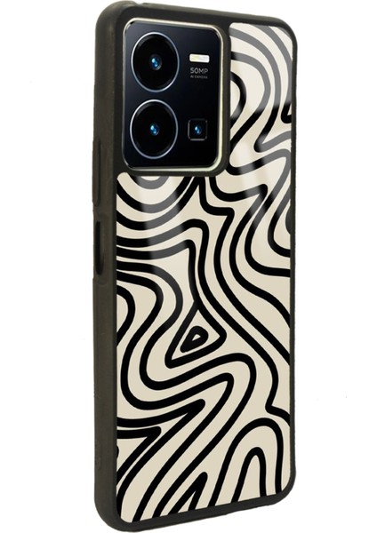 Vivo Y22S Bej Geometrik Tasarımlı Glossy Telefon Kılıfı fiyatları