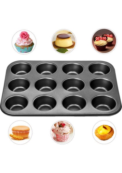 Ağır Hizmet Tipi Karbon Çelik Kek Pişirme Tepsisi, 12 Mini Fincan Kek Şekilli Kek Tavası, Kek Pişirme Tepsisi, Kek Kalıbı (Yurt Dışından) modelleri