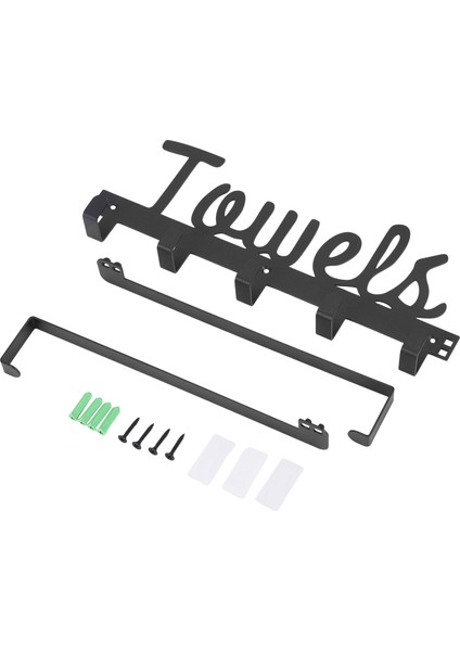 Kapı Üstü 5 Kanca Kapı Askısı, Kapı Üstü Havlu Askısı Banyo Havlu Asma Düzenleyicisi Bornoz Gömlek Şapka-Siyah (Yurt Dışından)