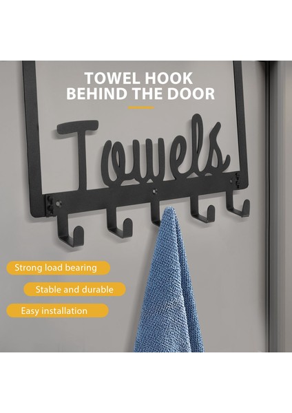 Kapı Üstü 5 Kanca Kapı Askısı, Kapı Üstü Havlu Askısı Banyo Havlu Asma Düzenleyicisi Bornoz Gömlek Şapka-Siyah (Yurt Dışından) fırsatları