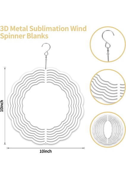6 Paket 10 Inç Süblimasyon Rüzgar Spinner Boşlukları, Kapalı Açık Bahçe Dekorasyonu Için 3D Süblimasyon Rüzgar Spinner Boşlukları A (Yurt Dışından) fiyatları