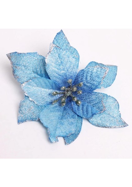 Noel Parıltısı 20 Adet Süs Yapay Düğün Noel Çiçekleri Çelenkler Düğün Süsleri (Mavi) (Yurt Dışından)