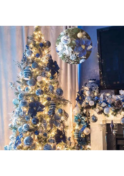 Noel Parıltısı 20 Adet Süs Yapay Düğün Noel Çiçekleri Çelenkler Düğün Süsleri (Mavi) (Yurt Dışından) fiyatları