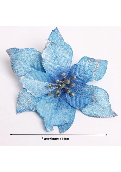 Noel Parıltısı 20 Adet Süs Yapay Düğün Noel Çiçekleri Çelenkler Düğün Süsleri (Mavi) (Yurt Dışından) modelleri