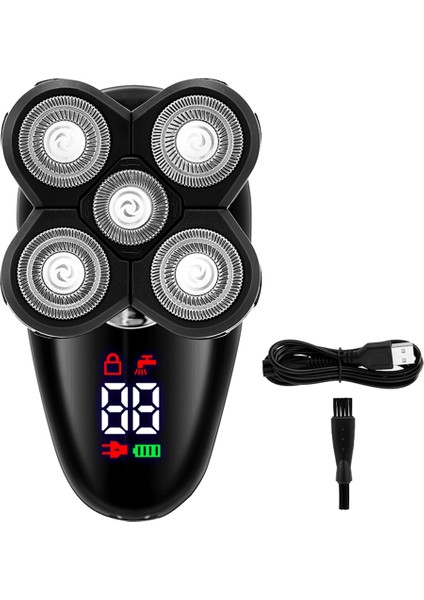 Elektrikli Erkekler Için Kel Kafa Tıraş Makinesi LED Ekran Burun Saç Sakal Düzeltici Makası Yüz Temizleme Fırçası 2 Adet (Yurt Dışından)