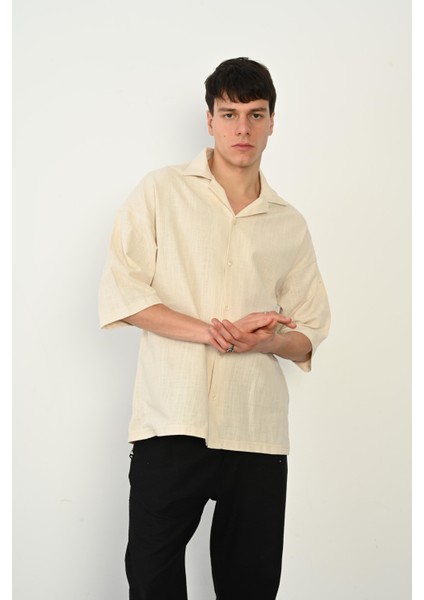 R-3954 Arka Imagınary Nakışlı Keten Gömlek fırsatları