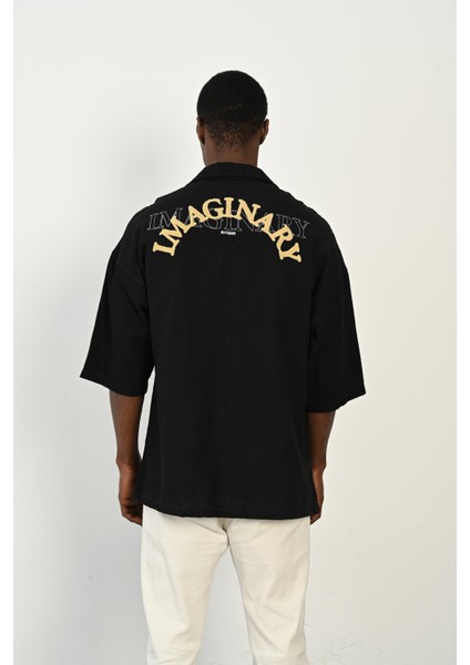 R-3954 Arka Imagınary Nakışlı Keten Gömlek indirimleri