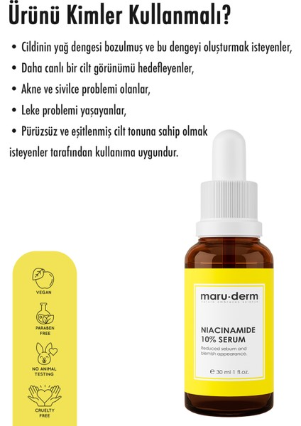 Niacinamide %10 + Hyalüronik Asit + Panthenol Cilt Bakım Serumu 30 ml