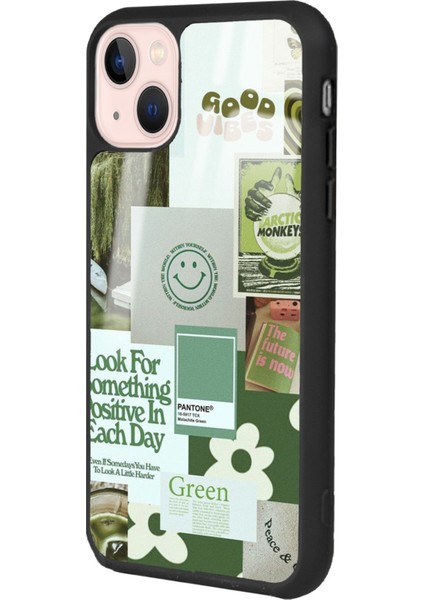 Apple iPhone 15 Plus Green Sticker Tasarımlı Glossy Telefon Kılıfı