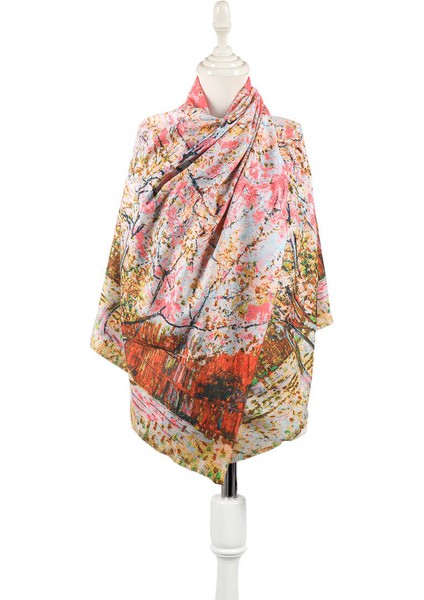 Narçiçeği Şeftali Ağacı Desen Kışlık Şal
