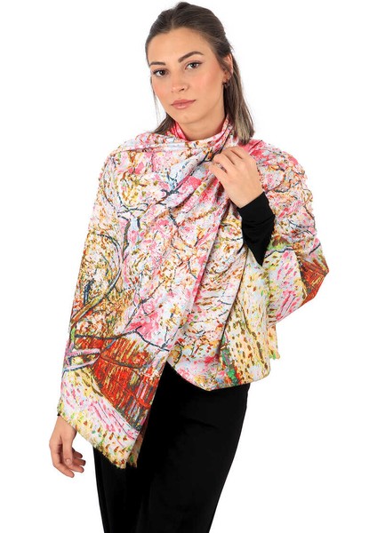 Narçiçeği Şeftali Ağacı Desen Kışlık Şal fiyatları