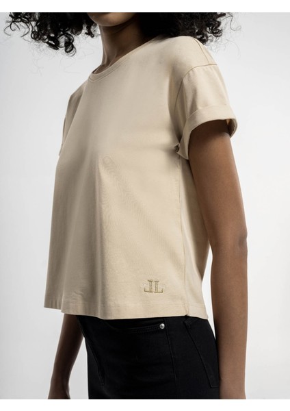 Kadın T-Shirt Bej LF2035741