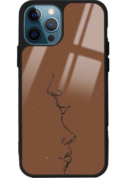 Apple iPhone 15 Pro Kahve Silüet Tasarımlı Glossy Telefon Kılıfı