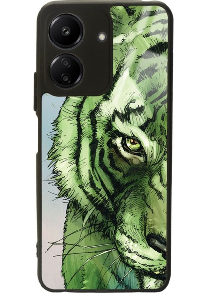 Xiaomi Redmi 13C Green Kaplan Tasarımlı Glossy Telefon Kılıfı