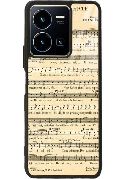 Vivo Y22S Müzik Notaları Tasarımlı Glossy Telefon Kılıfı