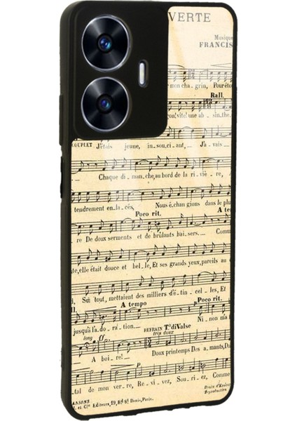 Oppo Realme C55 Müzik Notaları Tasarımlı Glossy Telefon Kılıfı fiyatları