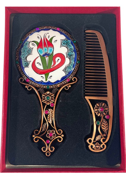 Lale ve Vav Iznik Çini Ayna Seti