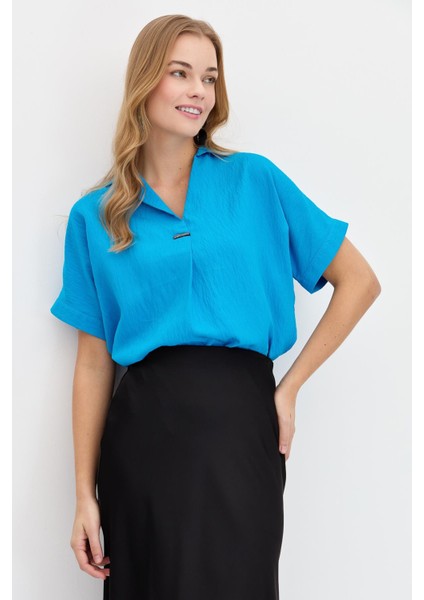 Kadın Önü Tokalı Bluz Mavi fiyatları
