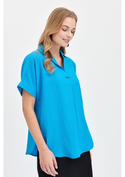 Kadın Önü Tokalı Bluz Mavi fırsatları