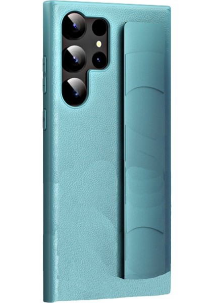 Samsung Galaxy S24 Ultra Uyumlu Premium Case Parmak Askılı Telefon Kılıfı Açık Mavi