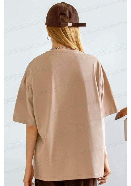 Teenage Millionaire Kadın Camel Basic Düz Baskısız Oversize Salas Boyfriend T-Shirt modelleri
