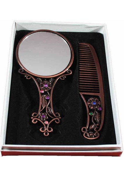 Zarif Laleler Desenli Taraklı Ayna Seti modelleri