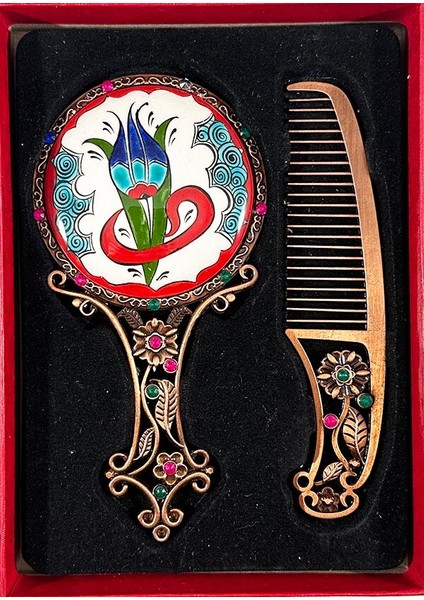 Lale ve Vav Iznik Çini Ayna Seti