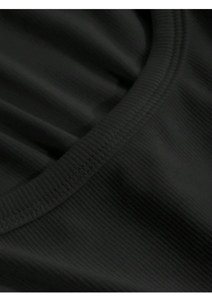 Kadın Siyah U Yaka Kısa Kollu Fitilli Kaşkorse Bluz Body fırsatları