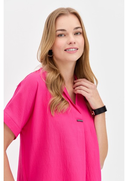Kadın Önü Tokalı Bluz Pembe