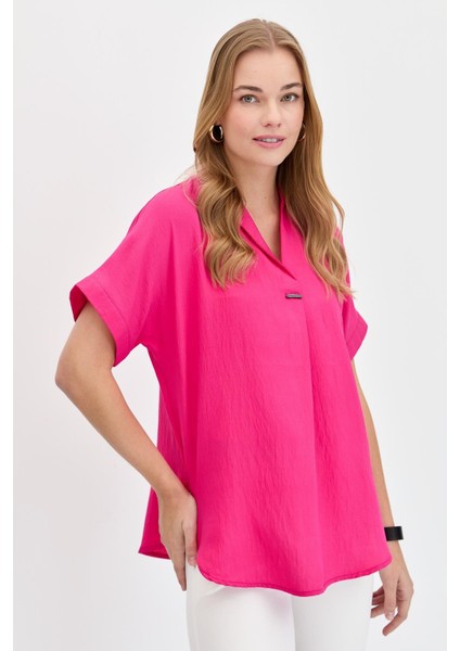 Kadın Önü Tokalı Bluz Pembe modelleri