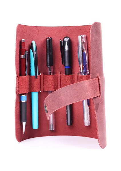 Zarafetin Dokunuşu: %100 Hakiki Crazy Deri Kalemlik - El Işlemesi Modern Tasarım