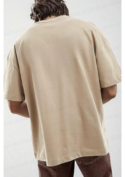 Erkek But First Coffee Camel Oversize Salas Boyfriend T-Shirt modelleri