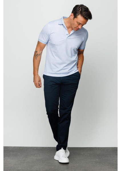Erkek Polo Yaka Keten Baskılı T-Shirt A.Mavi modelleri