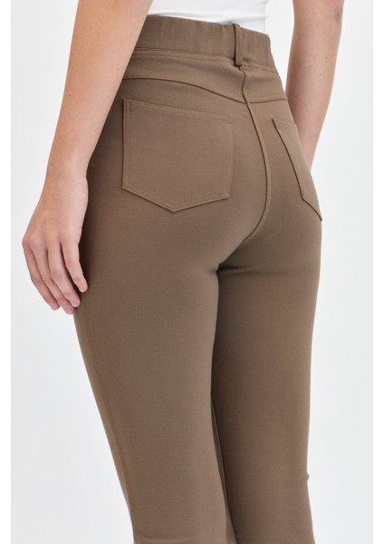 Kadın 5 Cepli Tayt Pantolon Camel