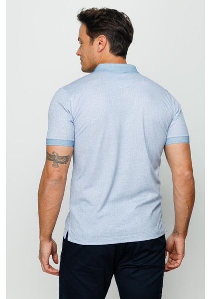 Erkek Polo Yaka Keten Baskılı T-Shirt K.Mavi indirimleri