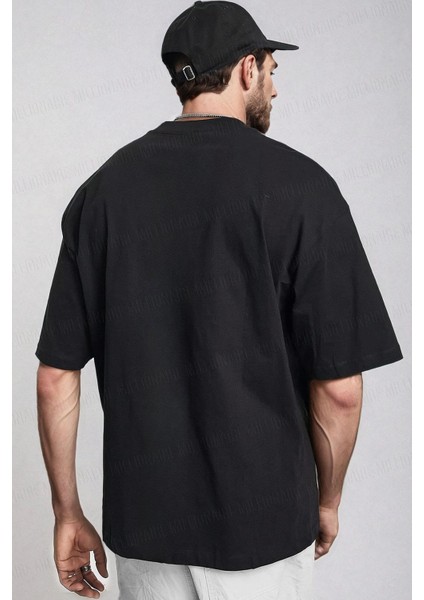 Erkek Siyah Basic Düz Baskısız Oversize Salas Boyfriend T-Shirt modelleri