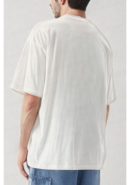 Erkek Dont Say Kabarık Baskı Beyaz Oversize Salas Boyfriend T-Shirt modelleri