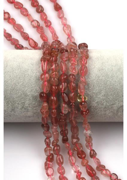 Çilek Kuvars Doğal Taş Dizi 5 x 9 mm Mercimek Kesim