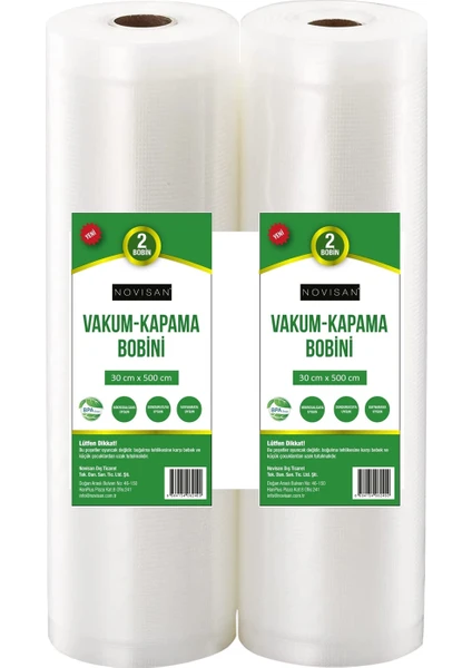 Vakum Kapama Bobini Gofrajlı Tırtıklı Ev Tipi Vakum Makinası Poşeti 30X500 cm 2 Bobinli Paket