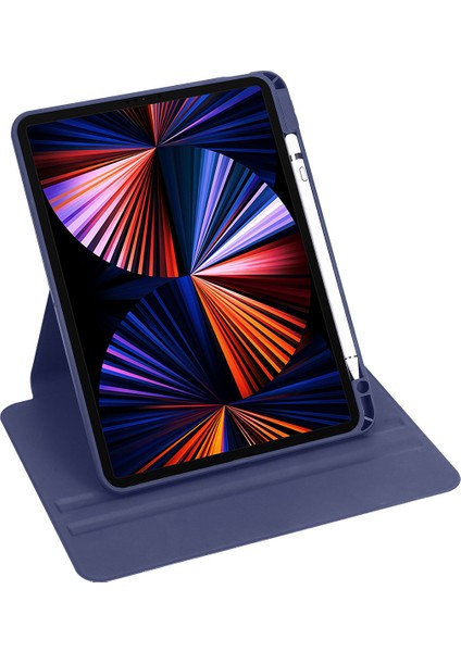 Apple iPad 10.2 (8.nesil) Kılıf Termik Kalem Bölmeli Dönebilen Standlı Kılıf