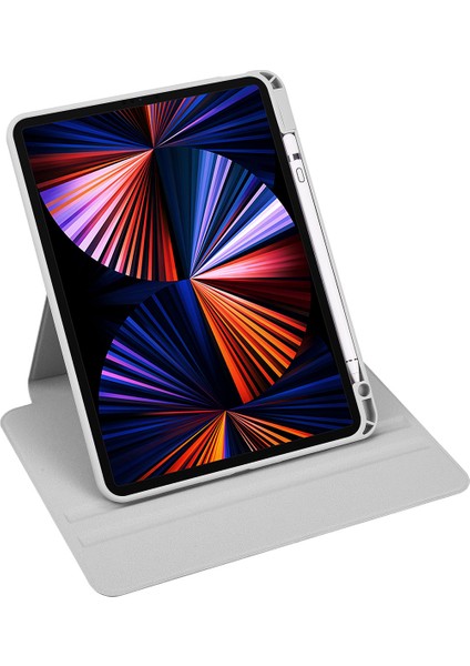 Apple iPad Air 10.9 2022 (5.nesil) Kılıf Termik Kalem Bölmeli Dönebilen Standlı Kılıf