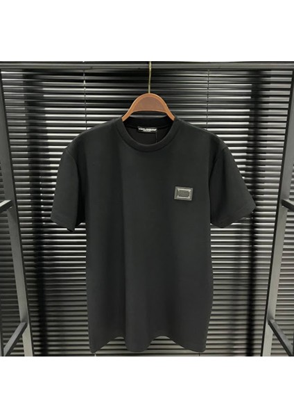 Dolce&Gabbana Logolu Metal Etiketli Pamuklu Jarse T-Shirt