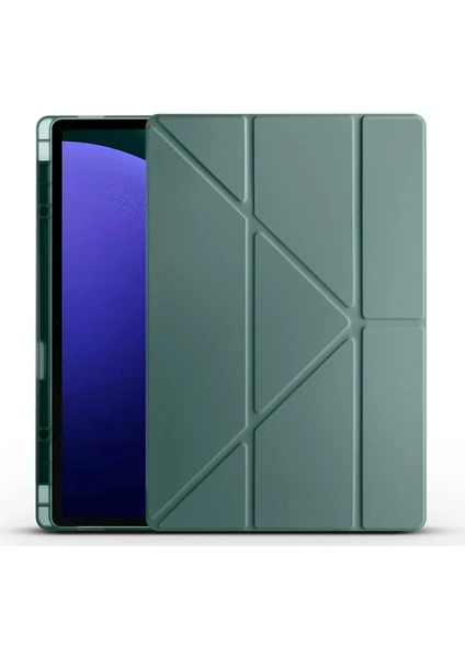 Samsung Galaxy Tab S9 Ultra Kılıf Tri Folding Kalem Bölmeli Standlı Kılıf