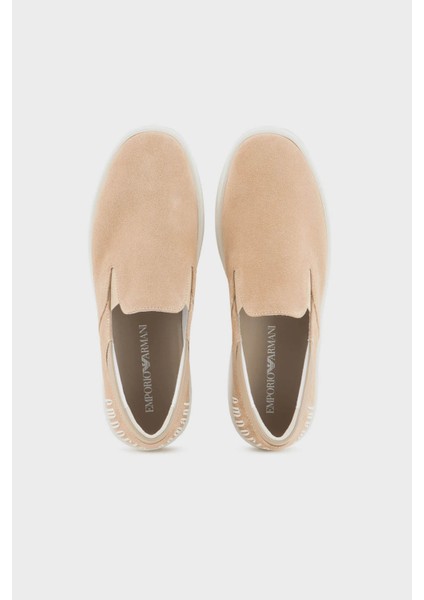 Logolu Süet Loafer Ayakkabı Kadın Ayakkabı X3Y007 XR158 00085 modelleri