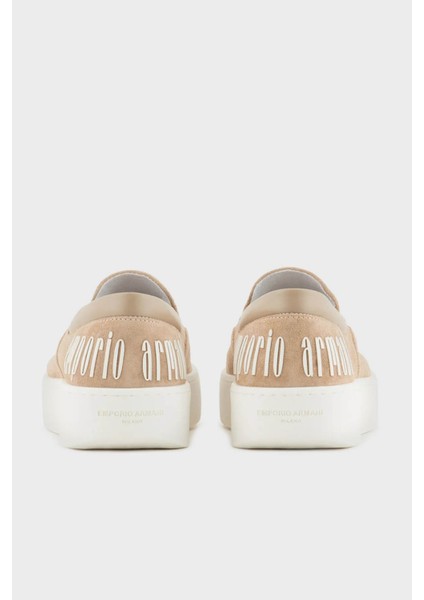 Logolu Süet Loafer Ayakkabı Kadın Ayakkabı X3Y007 XR158 00085 fırsatları