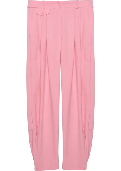 Pile Detaylı Jogger Pantolon Pembe